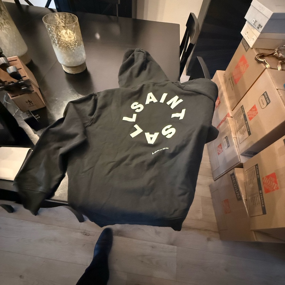All Saints Black Hoodie with White Logo